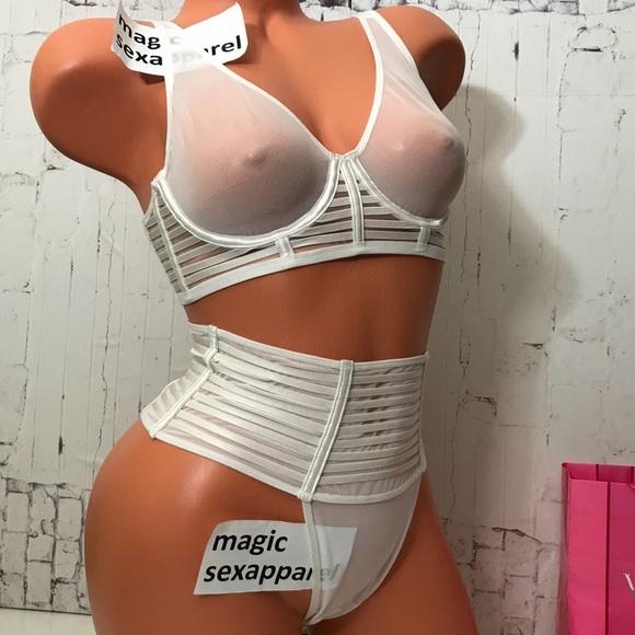 Victoria's Secret Other - VS LUXE 32 34 36 38 BRA PANTY SET STRAPPY CAGED CUT OUT MESH